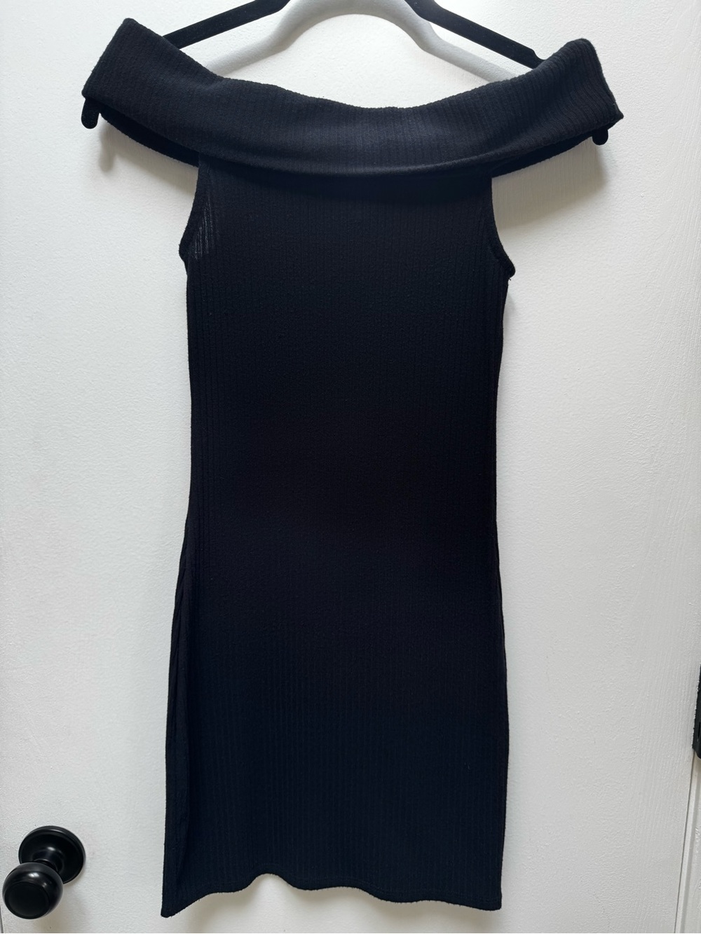 RSQ Black One-Shoulder Foldover Knit Dress